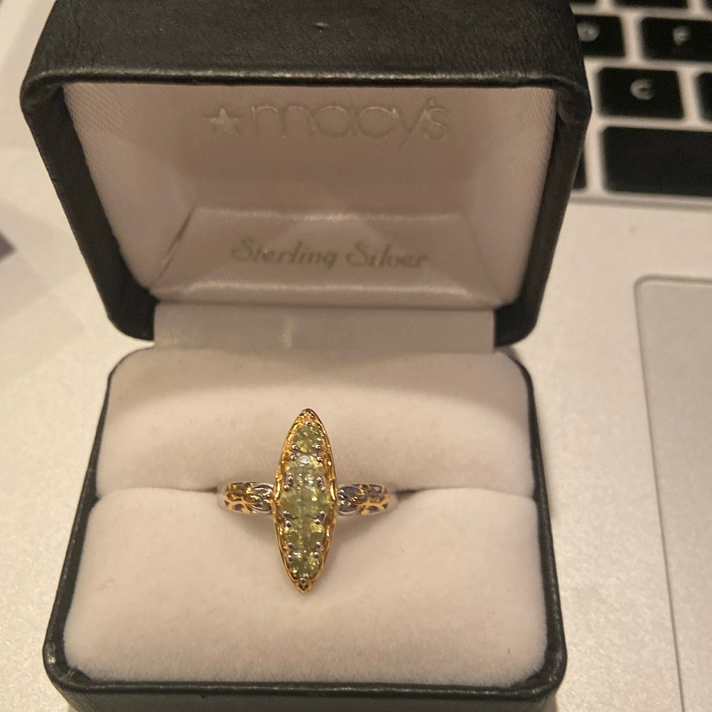 Gorgeous 1 Ctw Sava Sphene Ring in Vermeil YG/Platinum over Sterling Silver sz 7